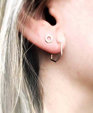 
            
                Load image into Gallery viewer, Small Hexagon Hoop Earrings, 
            
        