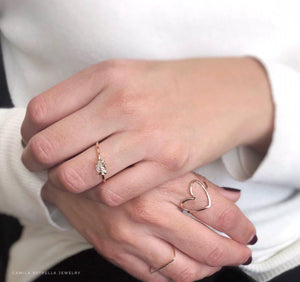 Solid Gold Hammered Heart Ring, 