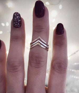 Chevron rings gold