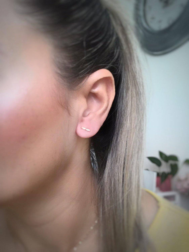 Tiny Bar Stud Earrings, 