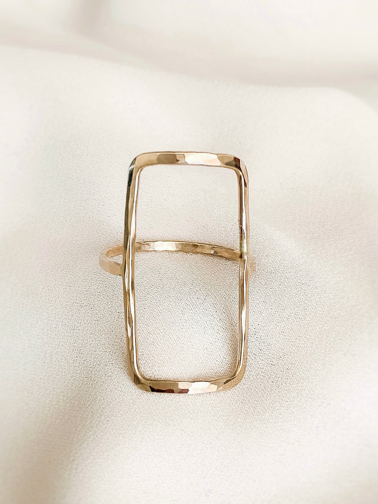 large rectangle ring gold filled