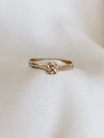 double love knot ring gold with hammered band for daily wear