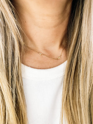 14K  gold Sideways Initial Necklace