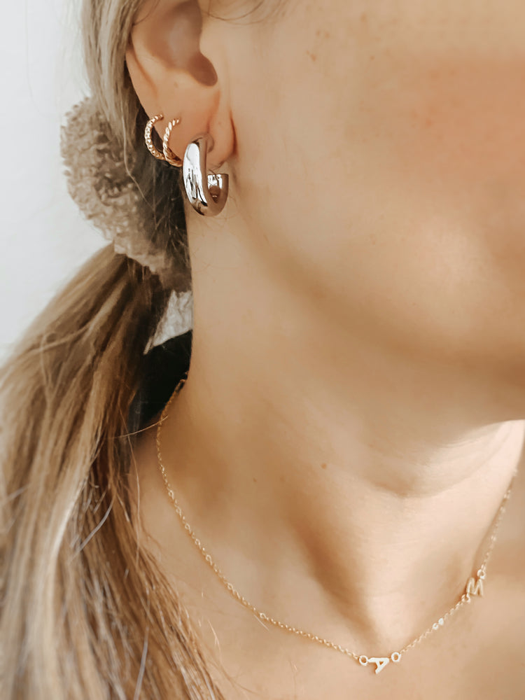 small chunky hoop earrings silver 