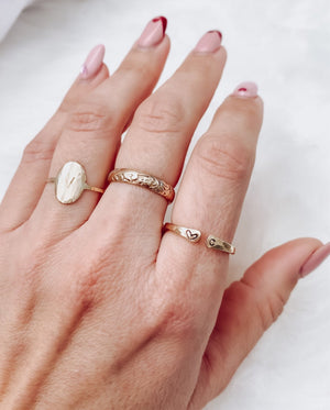 Custom initial stack rings gold 