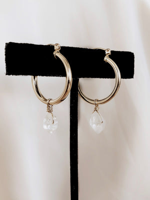 medium hoops earrings with stone