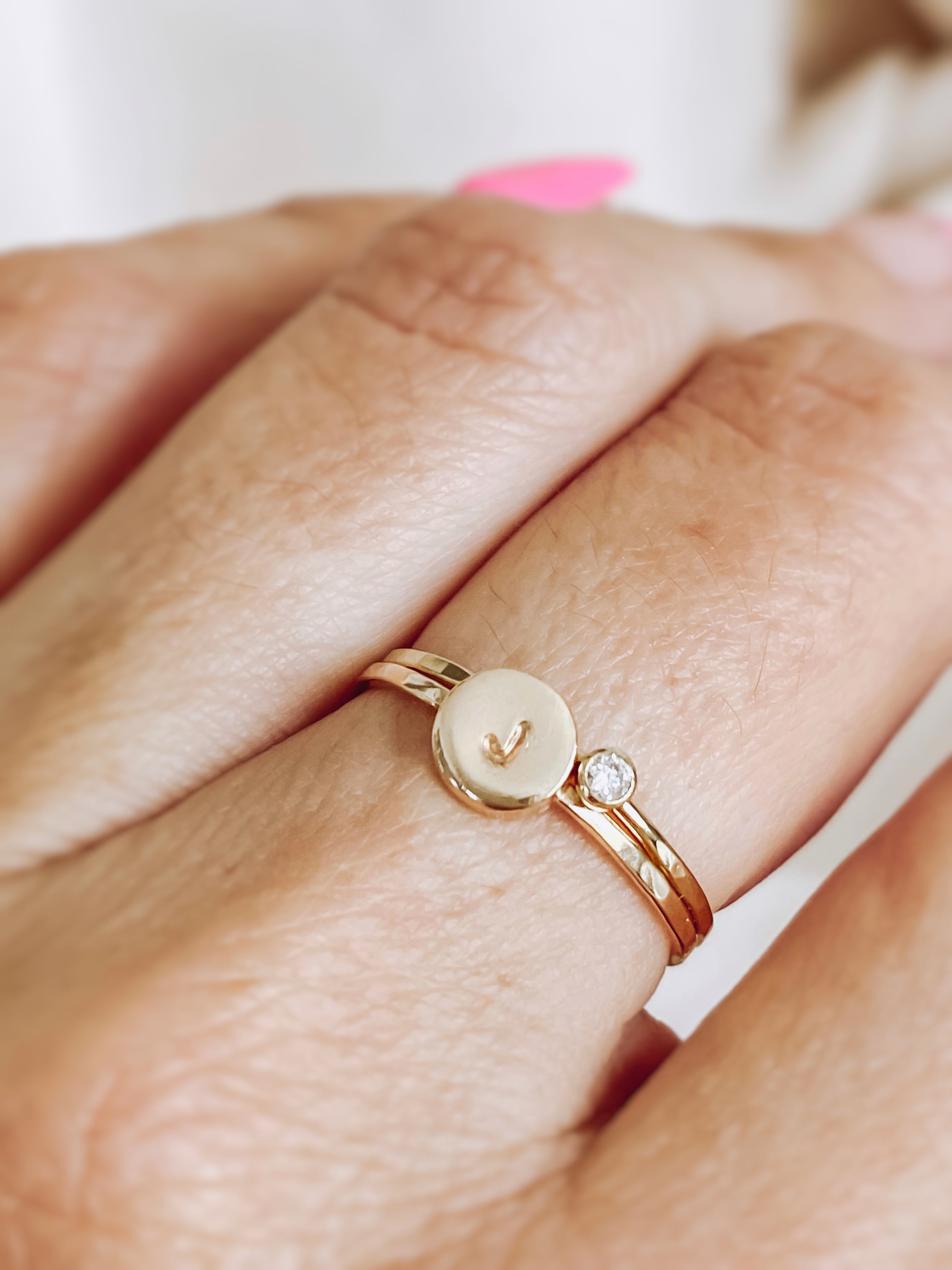 Initial Ring with Birthstone