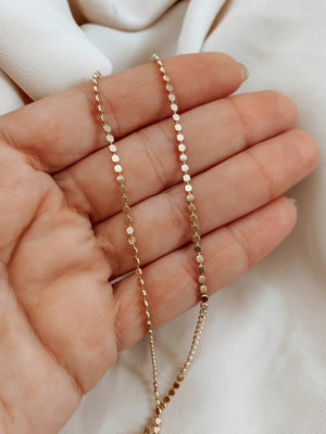 Gold flat Disc Necklace