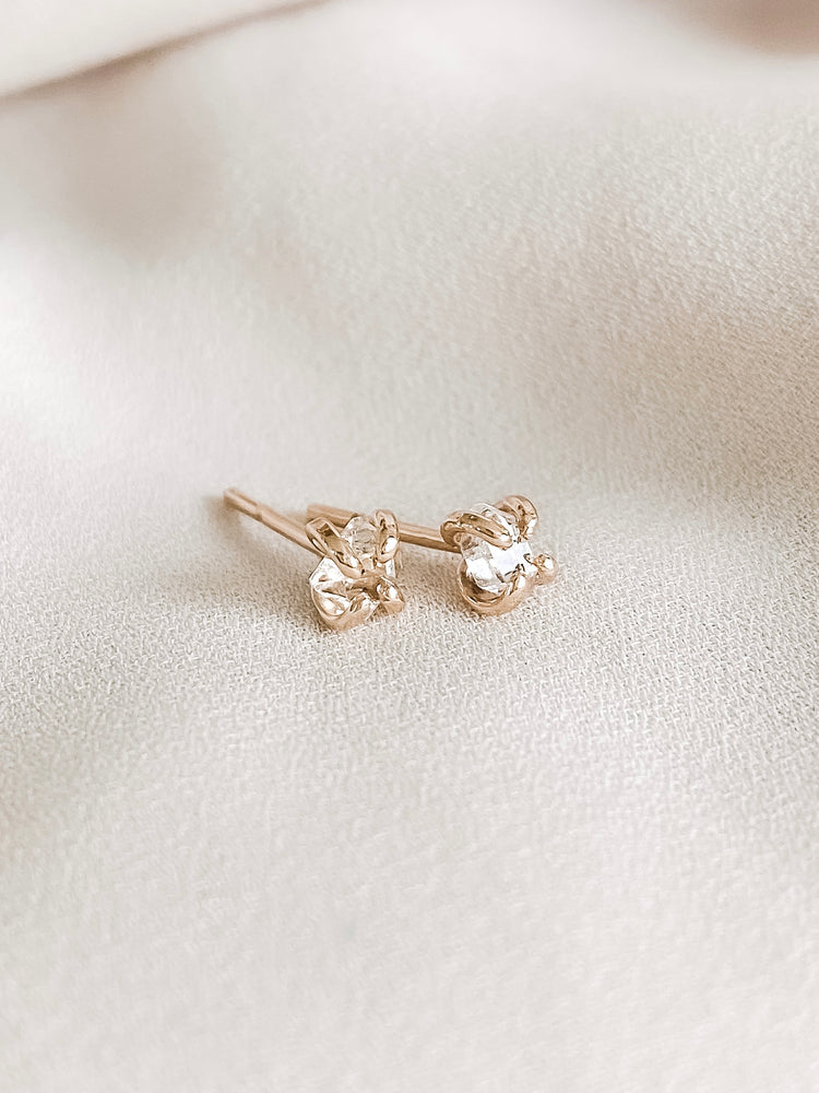 Herkimer diamond stud earrings gold