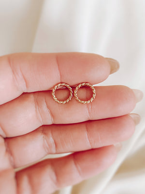 
            
                Load image into Gallery viewer, small circle stud earrings gold 
            
        