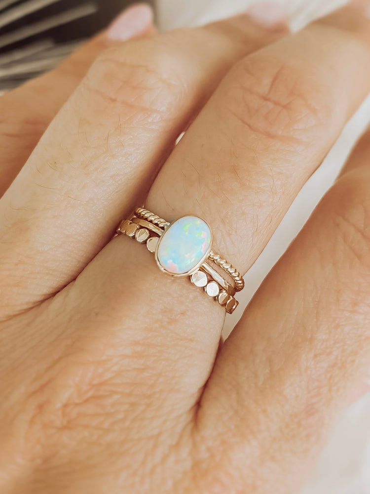 dainty opal ring set