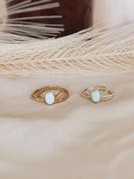 White opal staking rings set