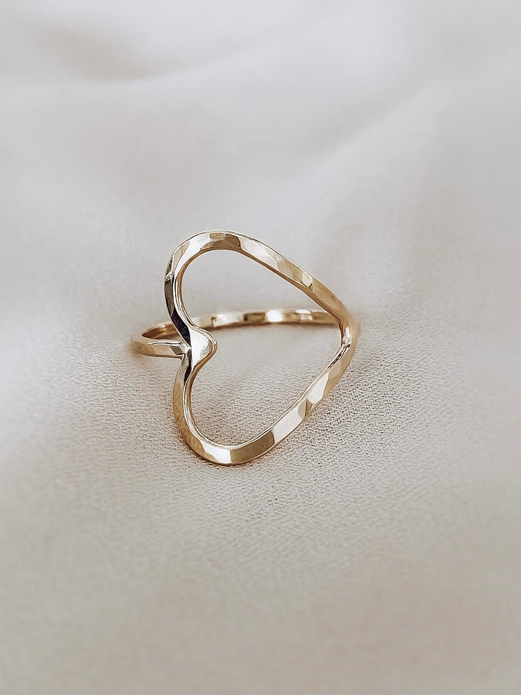 sideway heart ring gold
